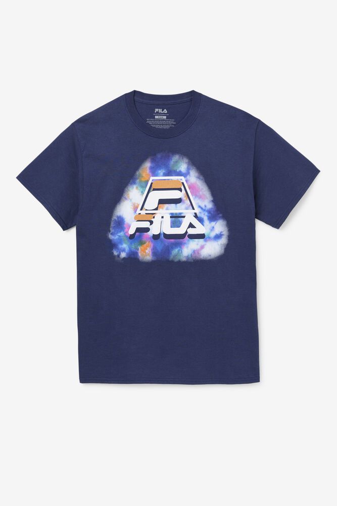 Fila Boniface Tie Dye Blue T-Shirt Mens - NZ 68713-QOIJ